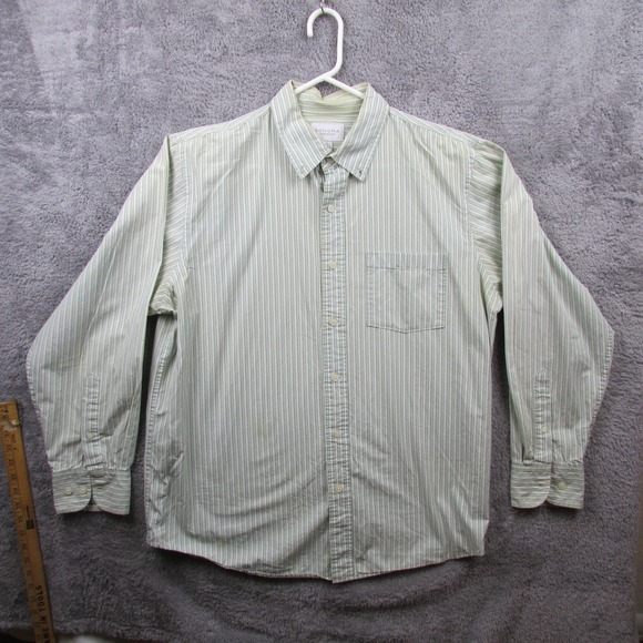 Sonoma Other - Sonoma Life+style Shirt Mens Large Green Stripe Button Front Long Sleeve Casual‎